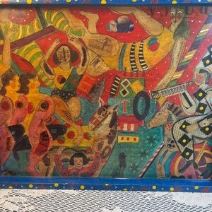 TRAY CHIC Lacquer Serving Tray by Cynthia Carey 1993 Circus Theme Saks 5th Ave